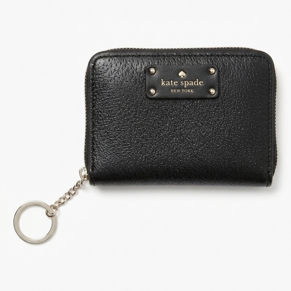 Kate Spade New York Zip Around Wallet In Black Leather